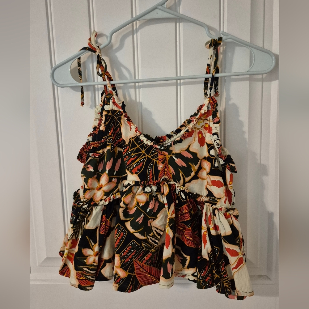 NWOT Patrons of Peace Black and Red Floral Camisole Sz XS